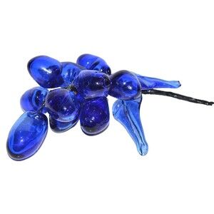 Vtg Grape Cluster Cobalt Blue Hand Blown Glass  Mid Century 8” MCM
